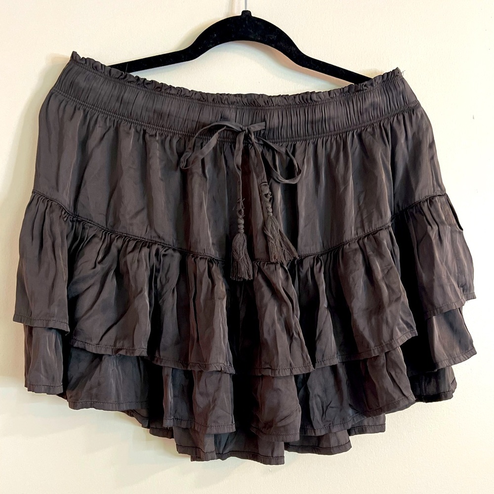 NWT Aerie Sweet & Silky Satin Ruffle Skirt LG